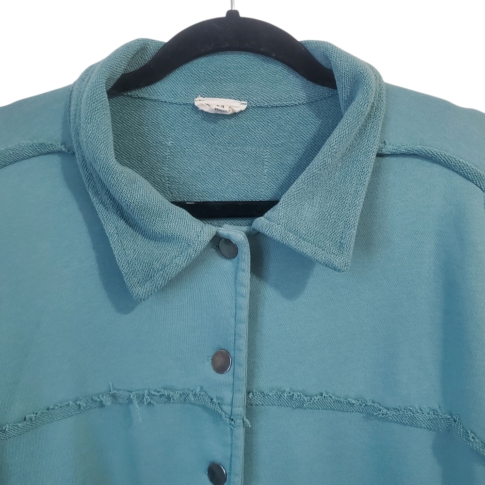 Pol Boho Patchwork Button Down Top Jacket Green T… - image 4